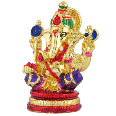 Estele Gold Plated Enamel Holy Ganesh Idol