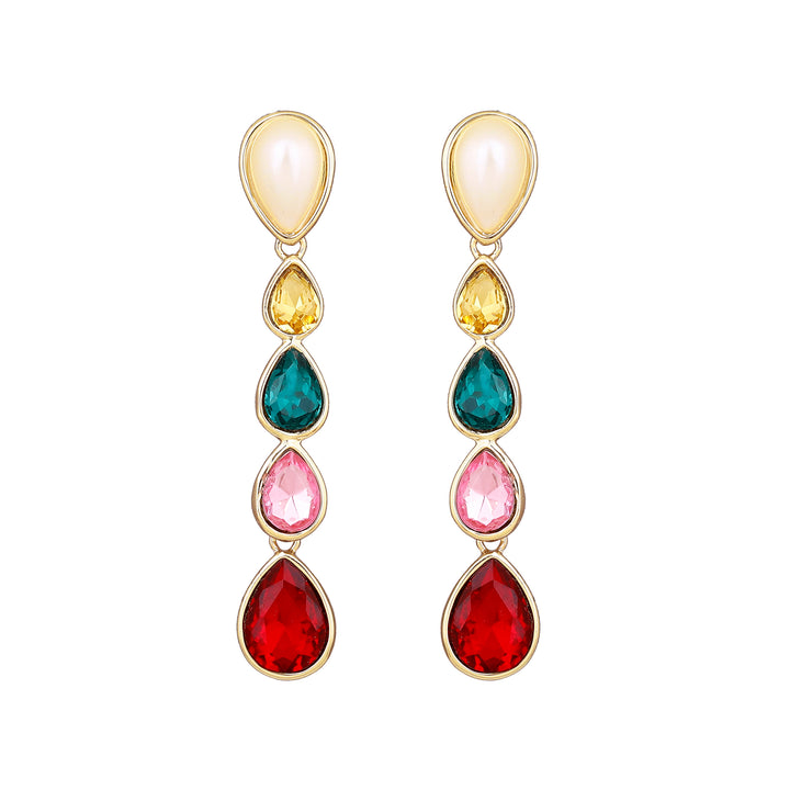 Gift Multicolour Gemstone Crystals Drop Earrings