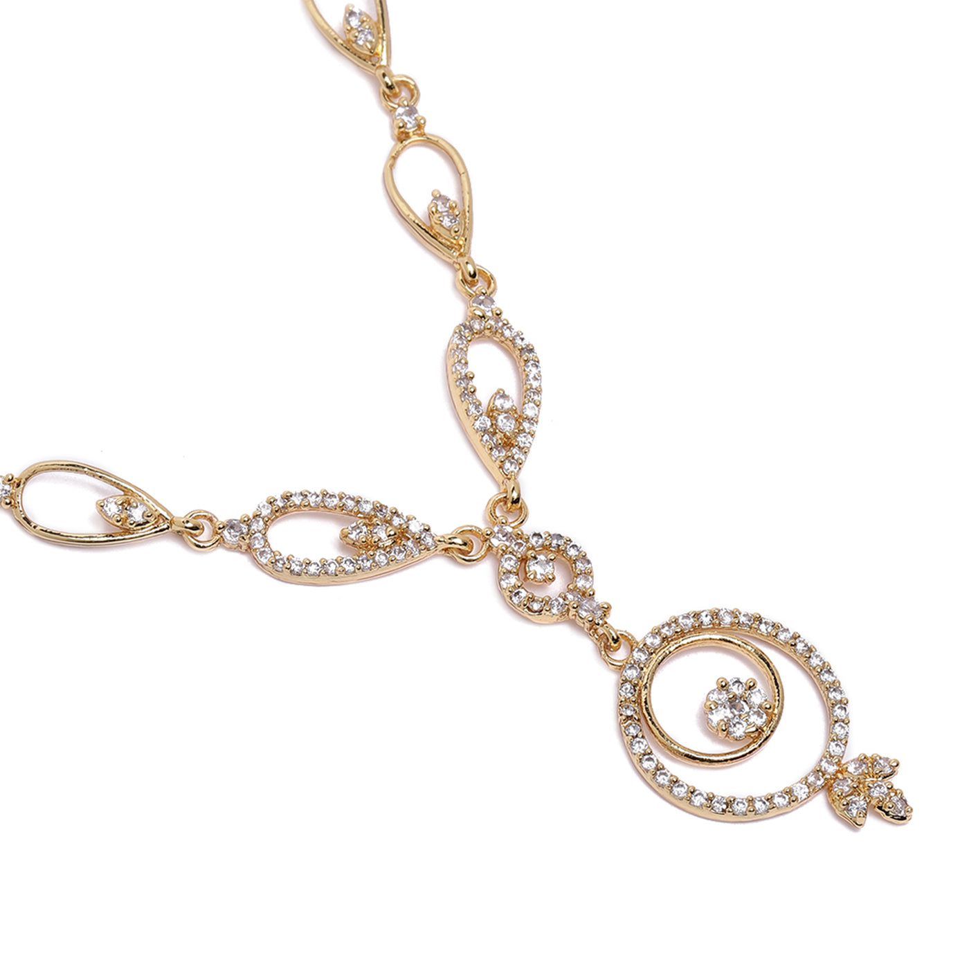 Estele Gold Plated CZ Elegant Necklace Set for Women