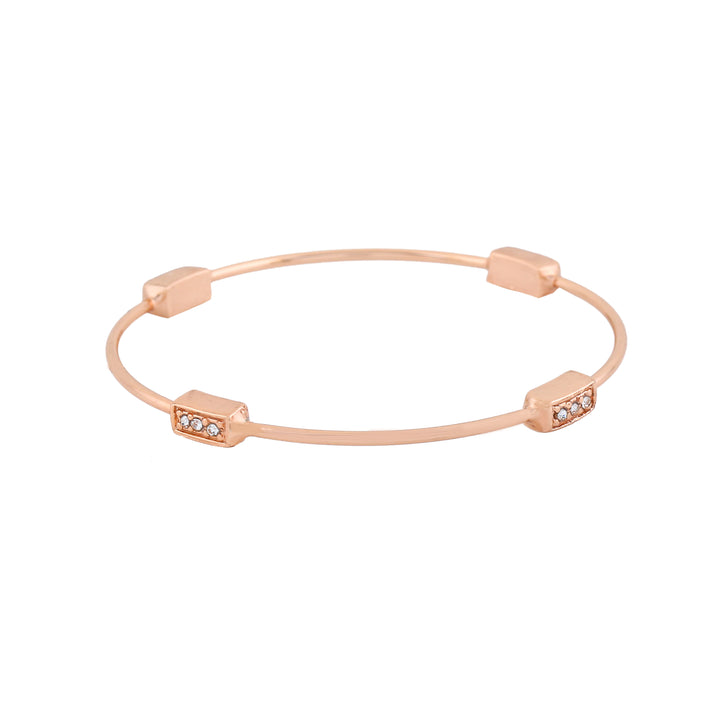 Estele Rose Gold Plated Classic Bangle Bracelet with White Crystals for Women