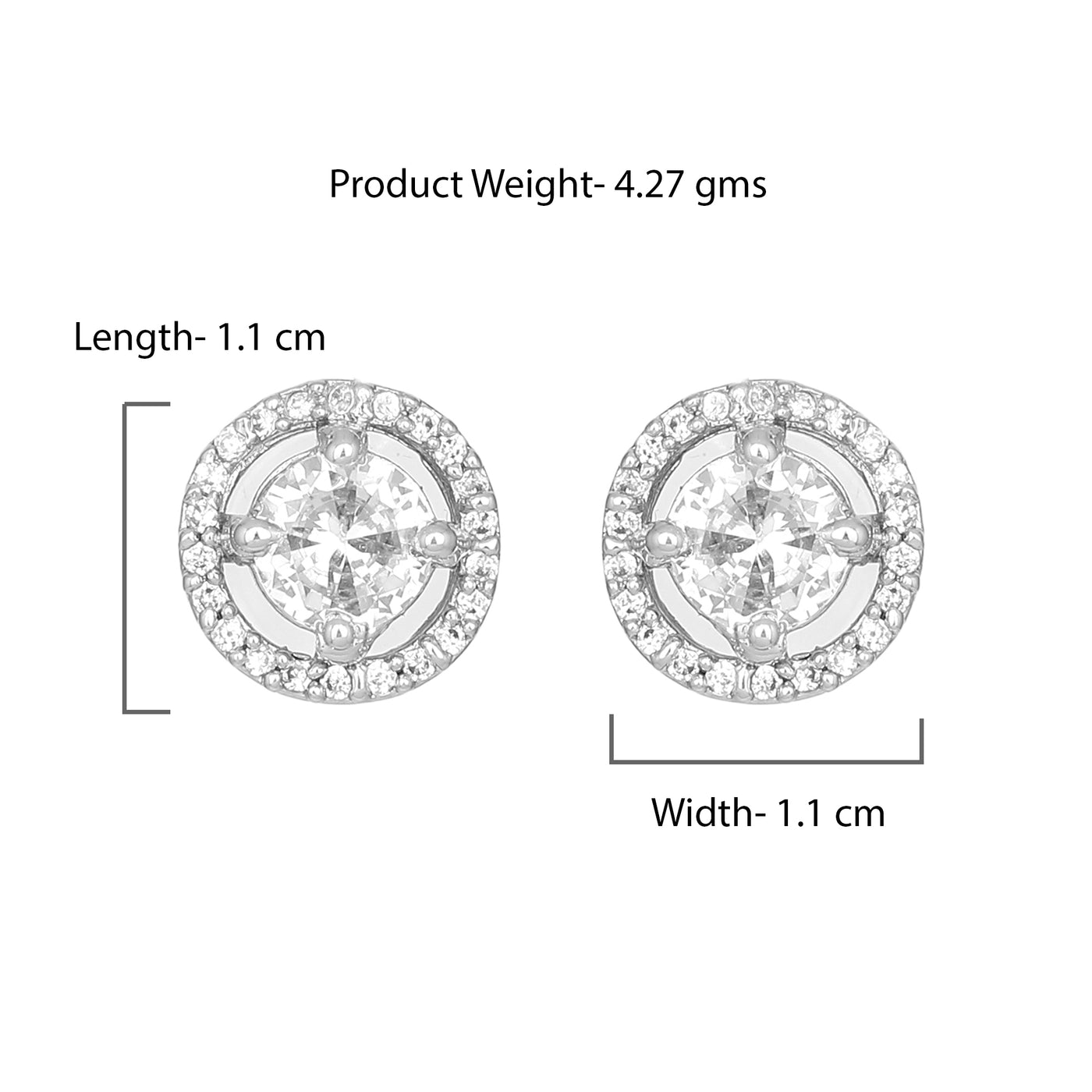 Estele Rhodium Plated CZ Circular Stud Earrings for Women