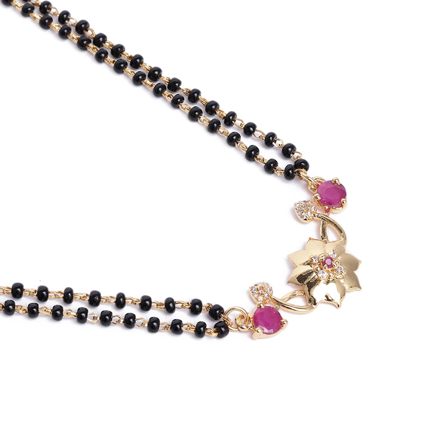 Estele Gold Plated Traditional Elegance Flower Designer Mangalsutra Necklace Set for Women