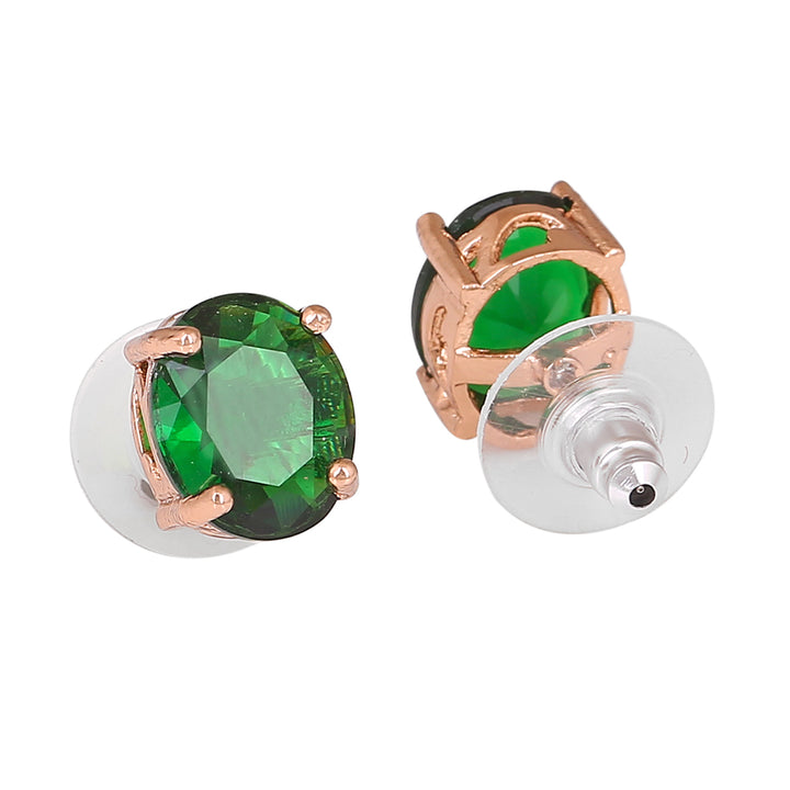 Estele Rose Gold Plated CZ Elegant Round Designer Mangalsutra Necklace Set with Emerald Stones for Women