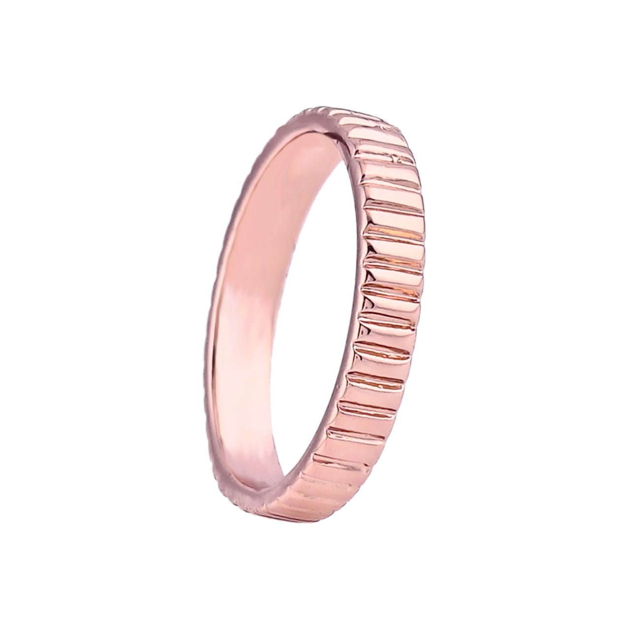 Estele Rose Gold Plated Classic Textured Finger Ring for Women