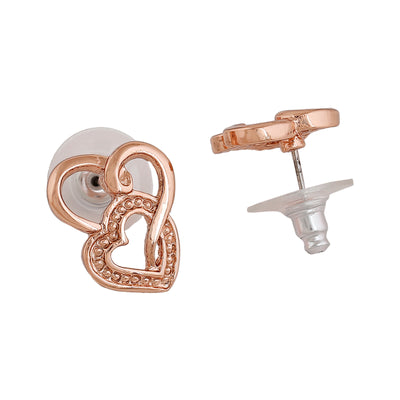 Estele Rose gold Plated Heart Shaped Stud Earrings for Women