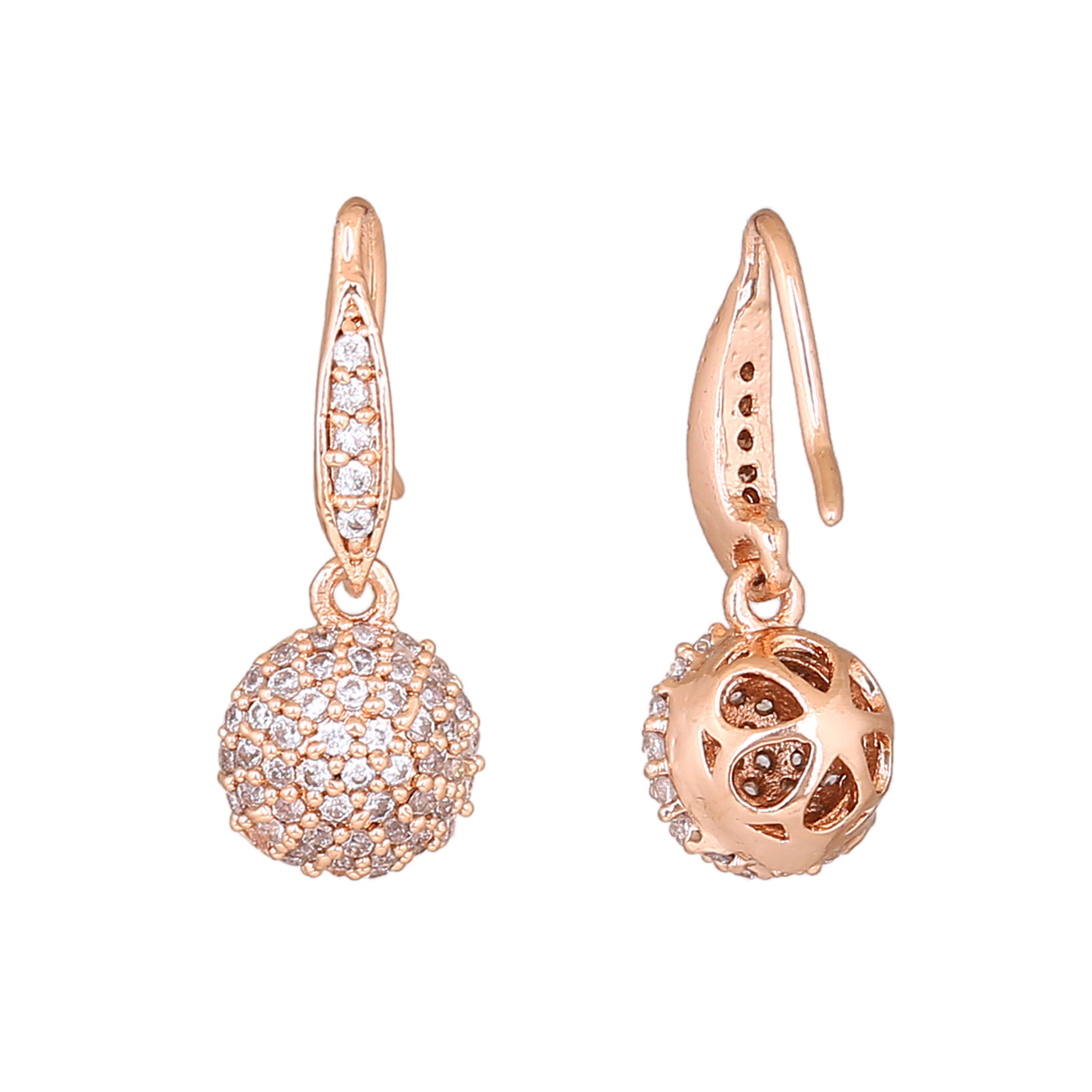 Estele Rose Gold Plated CZ Beautiful Round Designer Mangalsutra Necklace Set for Women