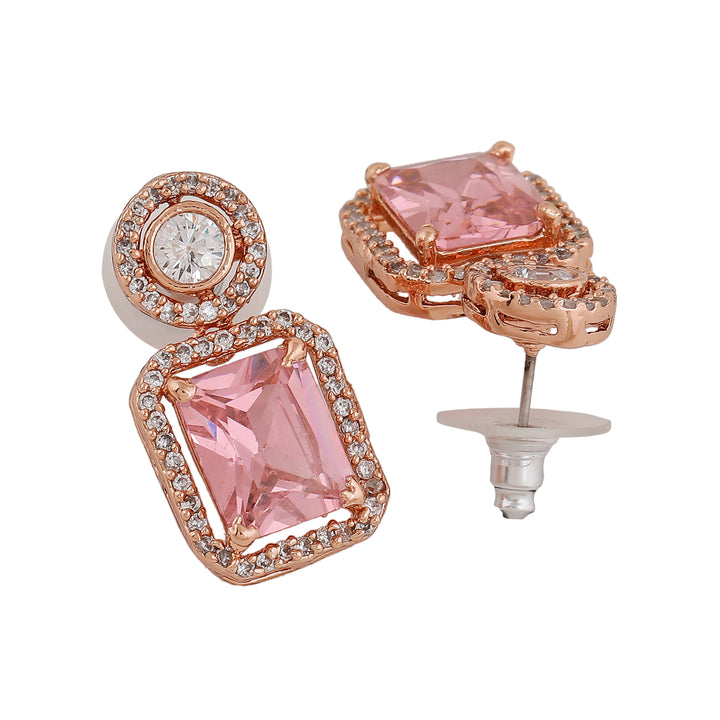 Estele Rose Gold Plated CZ Charming Drop Earring for Women
