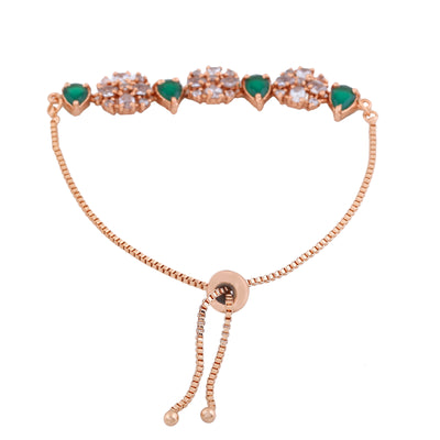 Estele Rose Gold Plated CZ Flower Designer Bracelet for Women