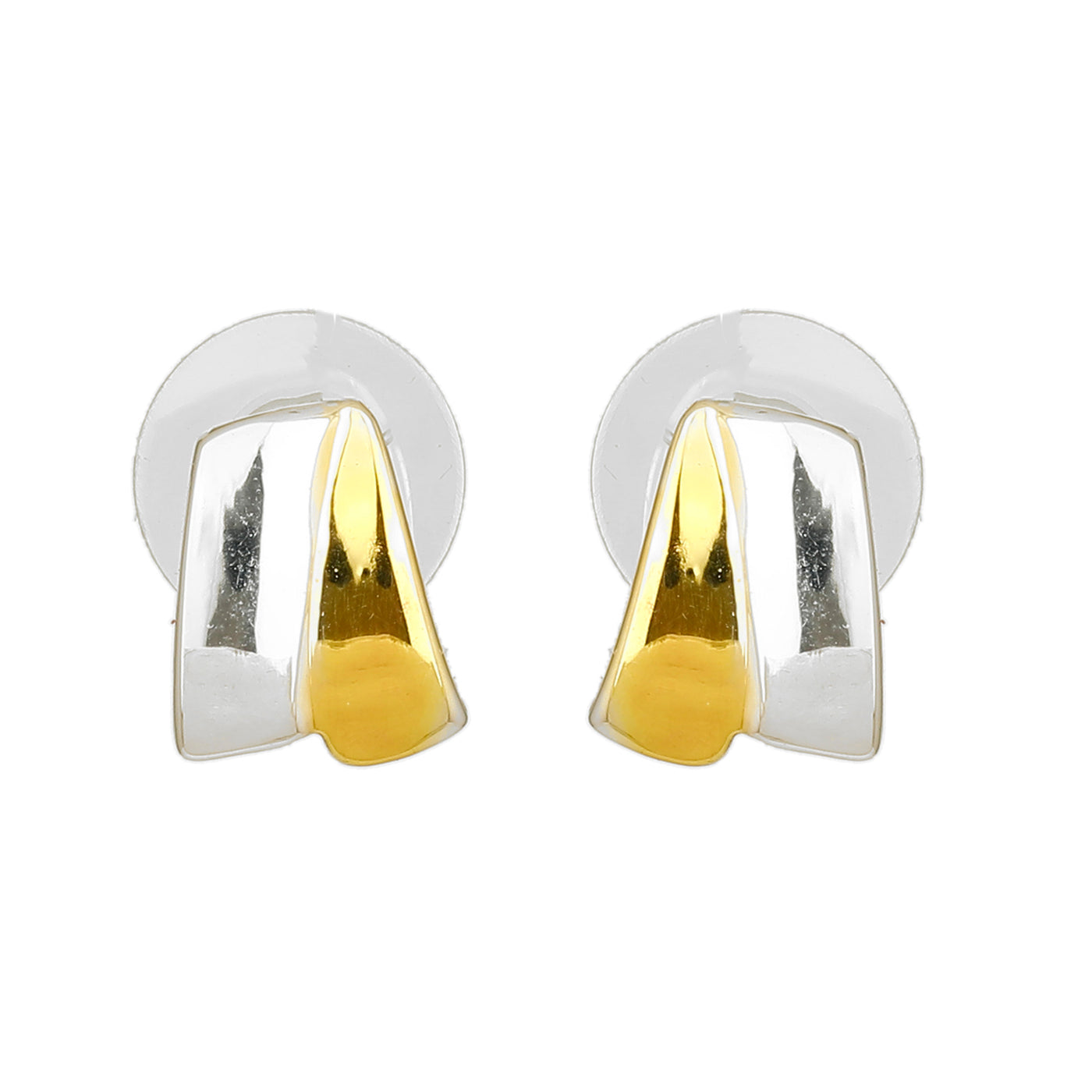 Estele Gold and Silver Plated Ribbon end Stud Earrings for women