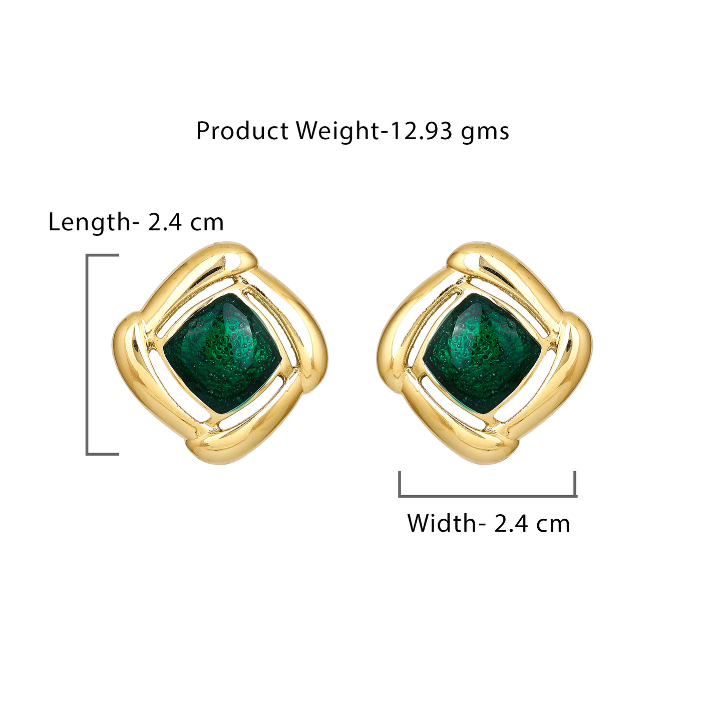 Gift Gold With Green Enamel Earrings