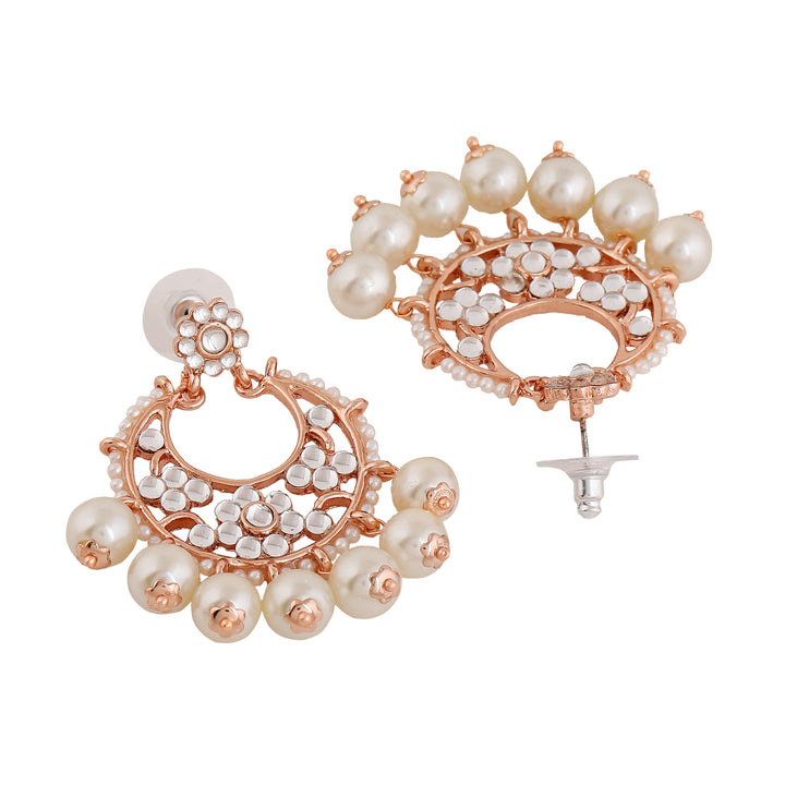 Estele Rose Gold Plated Beautiful Pearl Drop Earrings for Women