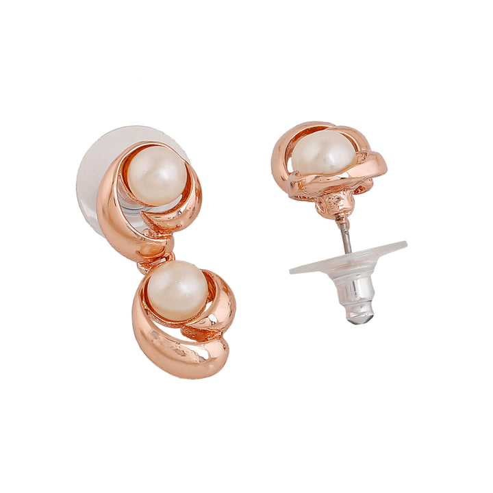 Estele Rose Gold Plated Stunning Drop Earrings with Pearl for Women