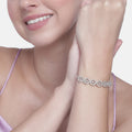 Estele Rhodium Plated CZ Rotating Glitter Bracelet for Women