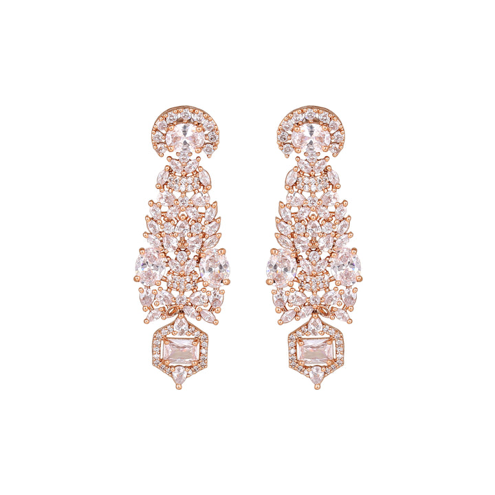 Estele Rhodium Plated CZ Astonishing Necklace Set for Women
