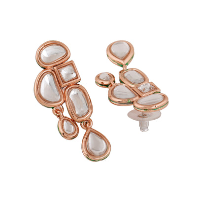 Estele Rose Gold Plated Beautiful Kundan Earrings for Women