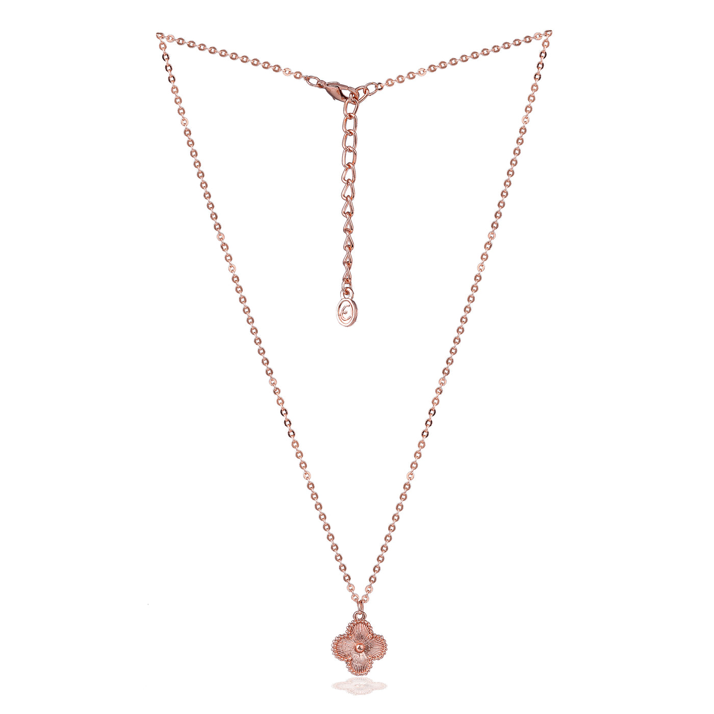 Estele Rosegold Plated Four Leafy Designer Pendant Set for Girls and Women