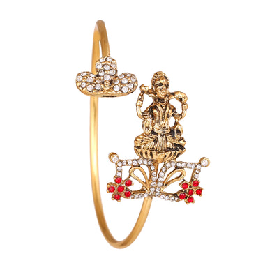 Estele Gold Plated Antique Adorable Laxmi Bracelet with Austrian Crystals & Ruby Stones for Women
