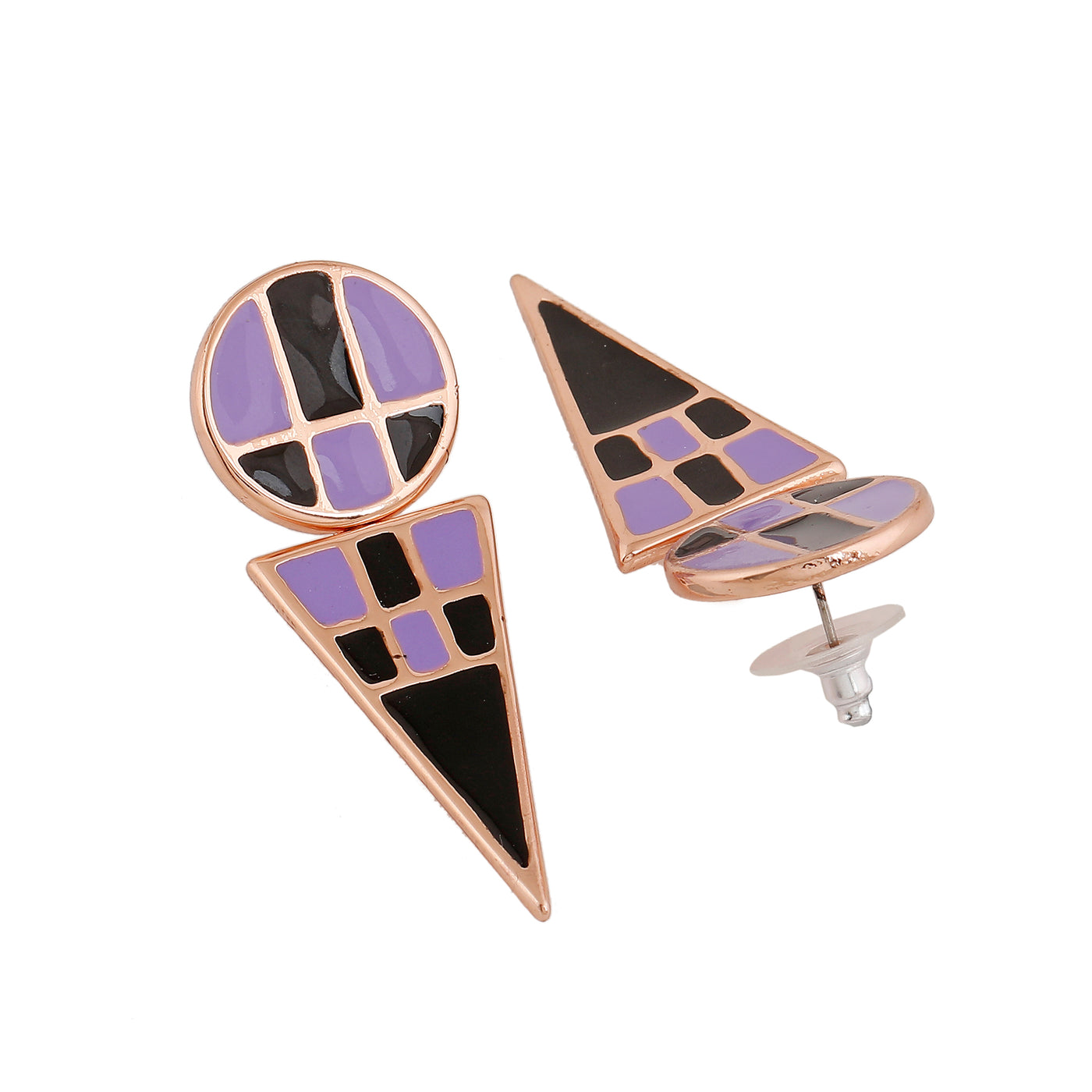 Estele Rose Gold Plated Geometric Designer Earrings for Women