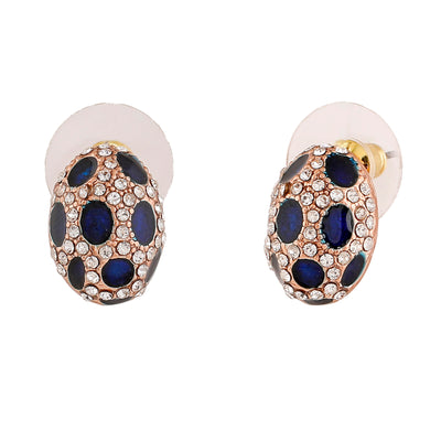 Estele Rose Gold Plated Sparkling Oval Stud Earrings with Austrian Crystals for Women