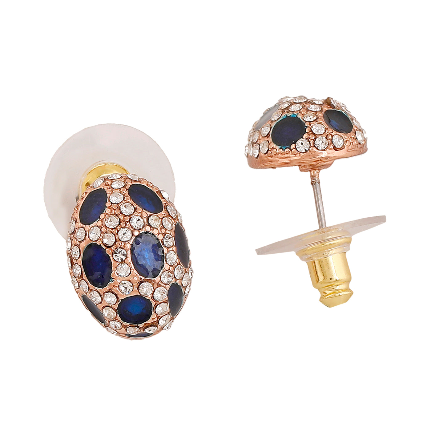 Estele Rose Gold Plated Sparkling Oval Stud Earrings with Austrian Crystals for Women
