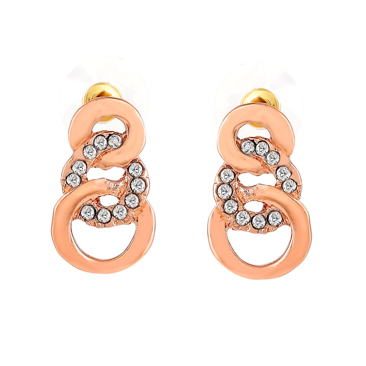 Estele Rose Gold Plated Circular Stud Earrings with Austrian Crystals for Women