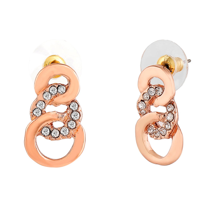 Estele Rose Gold Plated Circular Stud Earrings with Austrian Crystals for Women