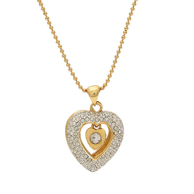 Estele Gold & Rhodium Plated Trendy Fashionable Heart Designer Pendant Necklace with chain for Girls & Women