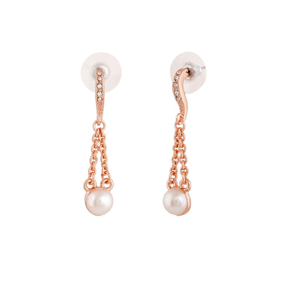 Estele Rose Gold Plated Charming Drop Earrings with Pearls for Women