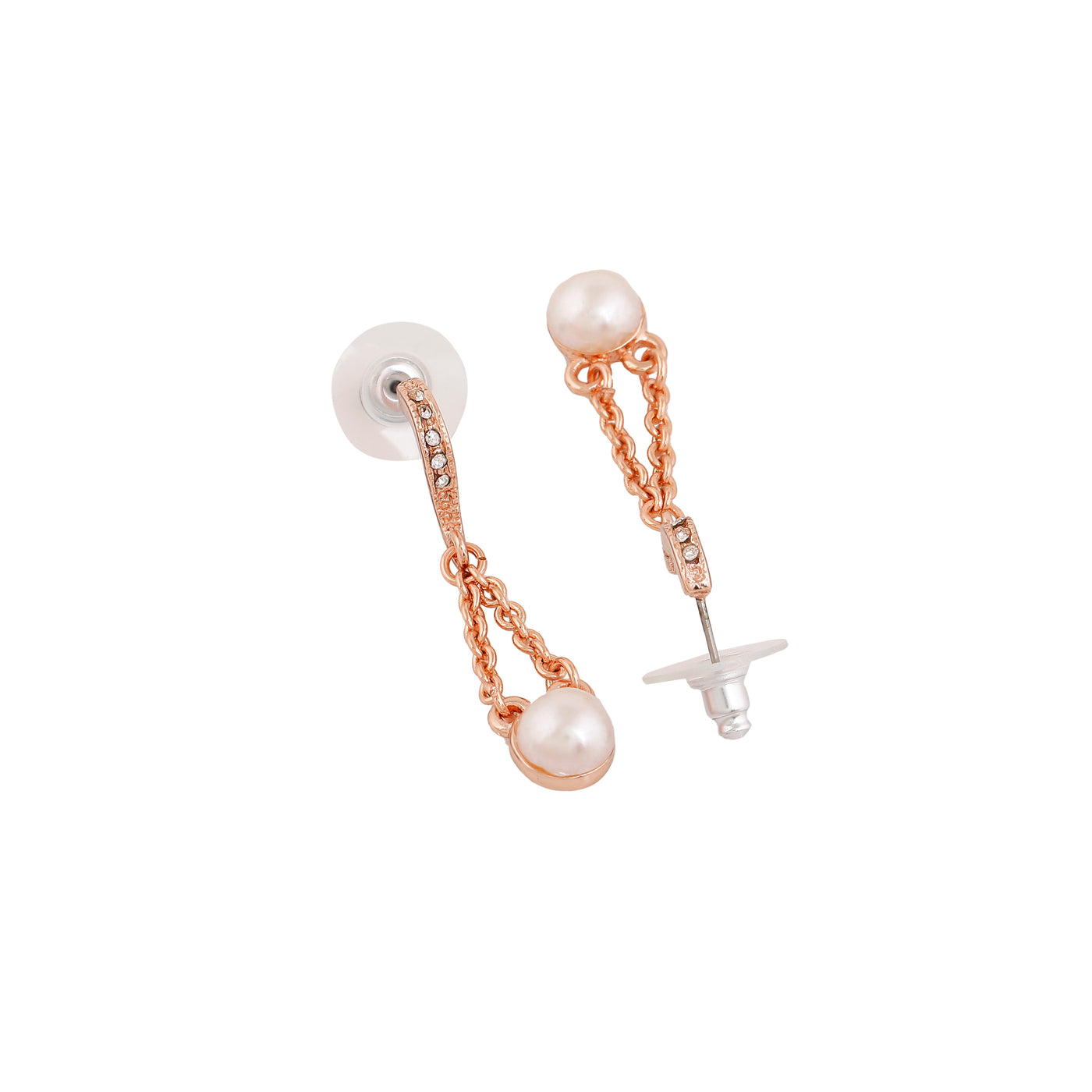 Estele Rose Gold Plated Charming Drop Earrings with Pearls for Women