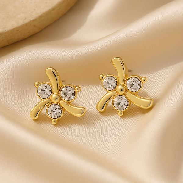 Floral Gold Stud Earrings
