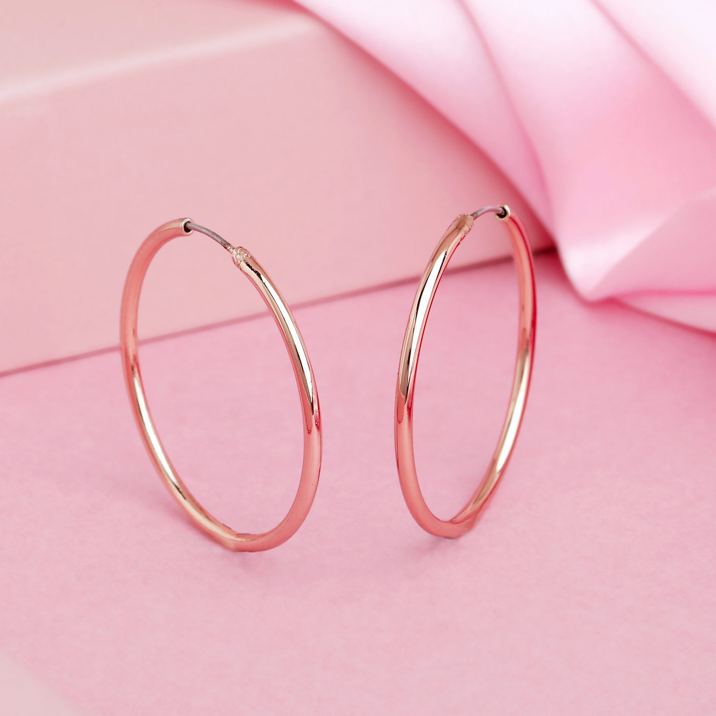Estele Rose Gold Plated Trendy Hoop Earrings for Women