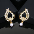 Estele Gold Plated Heart Shaped Drop Earrings with Austrian Crystals for Women