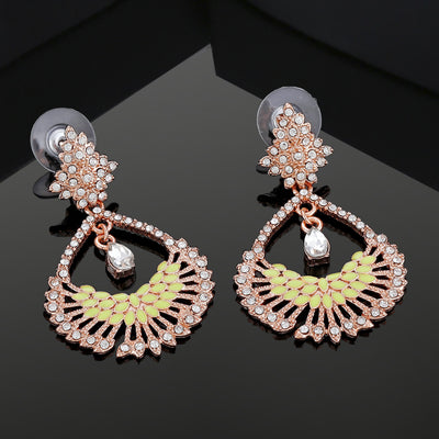 Estele Rose Gold Plated Fascinating Drop Earrings with Austrian Crystals for Women