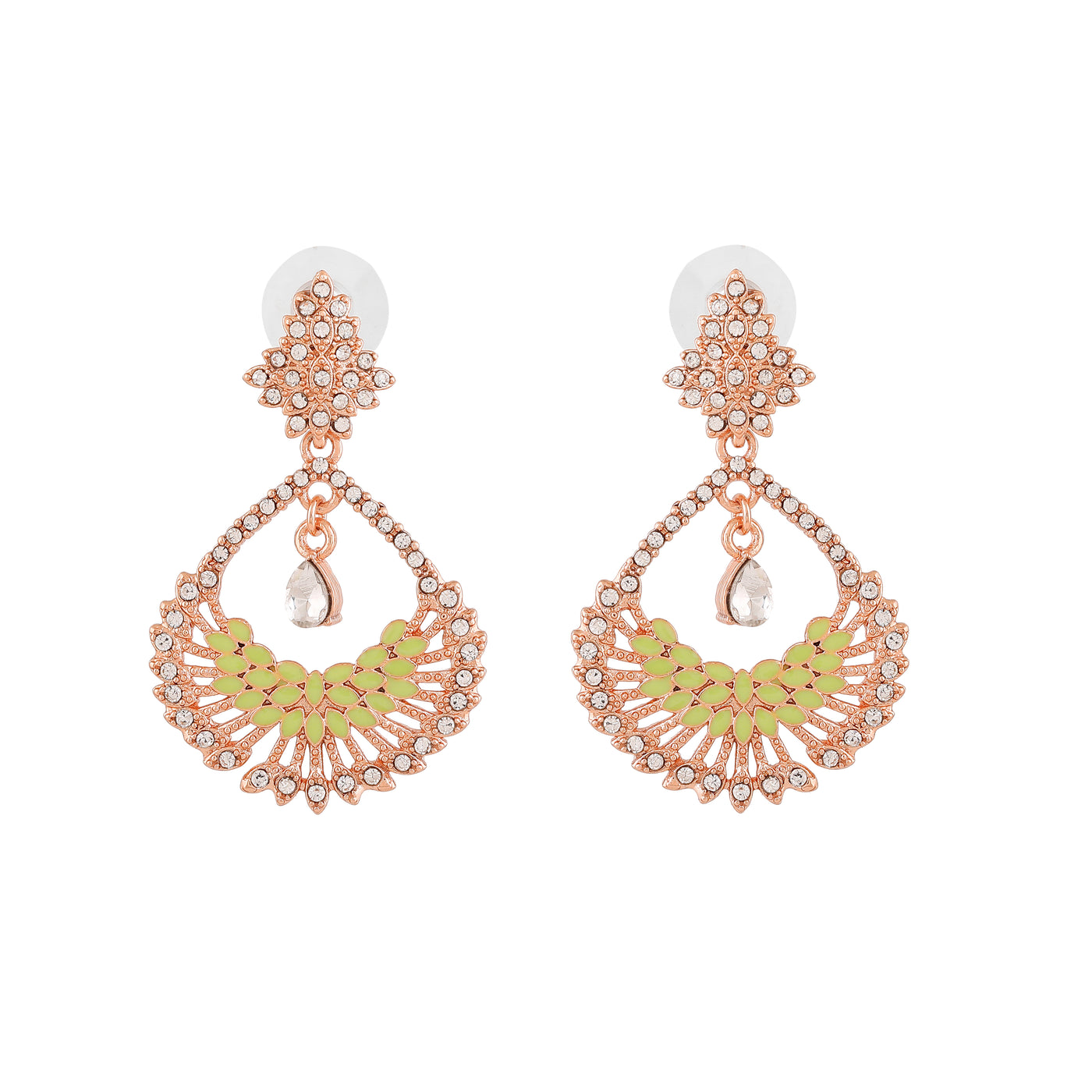 Estele Rose Gold Plated Fascinating Drop Earrings with Austrian Crystals for Women