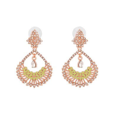 Estele Rose Gold Plated Fascinating Drop Earrings with Austrian Crystals for Women