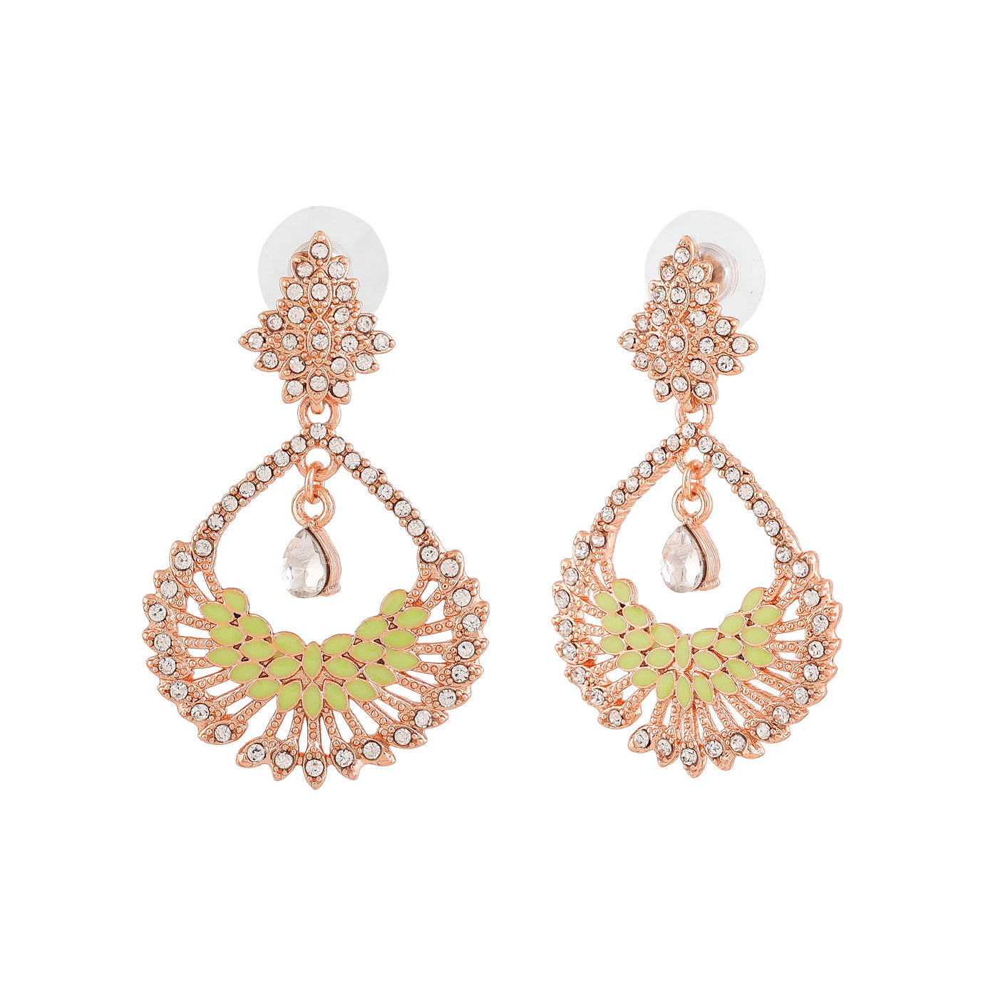 Estele Rose Gold Plated Fascinating Drop Earrings with Austrian Crystals for Women