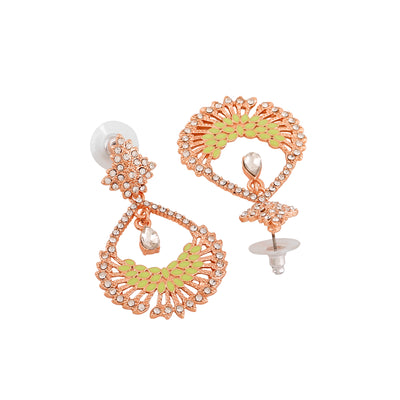 Estele Rose Gold Plated Fascinating Drop Earrings with Austrian Crystals for Women