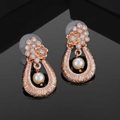 Estele Rose Gold Plated Beautiful Drop Designer Earrings with Austrian Crystals for Women