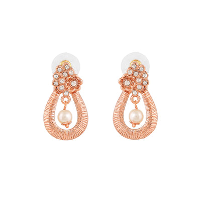 Estele Rose Gold Plated Beautiful Drop Designer Earrings with Austrian Crystals for Women