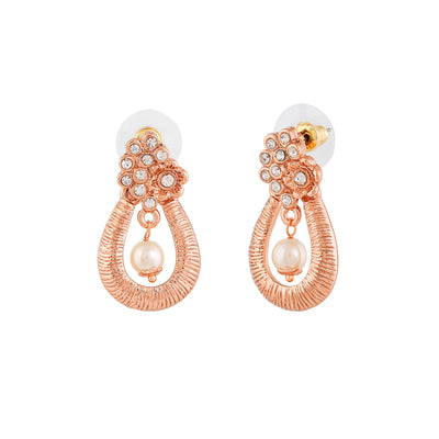 Estele Rose Gold Plated Beautiful Drop Designer Earrings with Austrian Crystals for Women