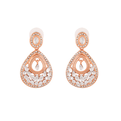 Estele Rose Gold Plated CZ Beautiful Drop Designer Earrings for Women