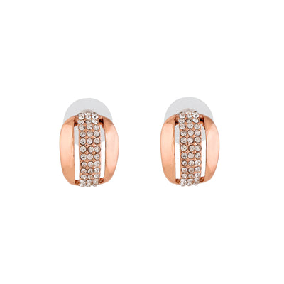 Estele Rose Gold Plated Geometric Designer Stud Earrings with Austrian Crystals for Women