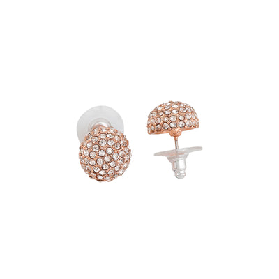 Estele Rose Gold Plated Sparkling Stud Earrings with Austrian Crystals for Women