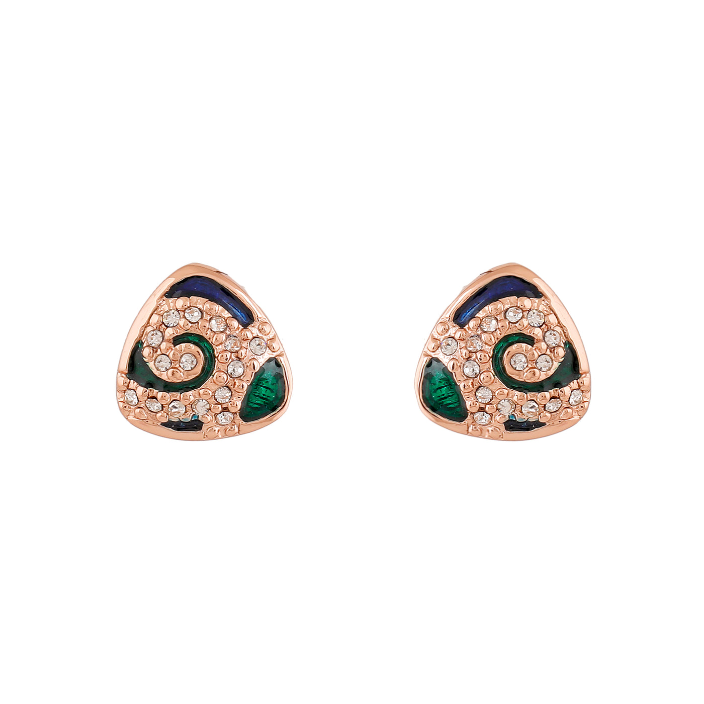 Estele Rose Gold Plated Triangle Shaped Stud Earrings with Austrian Crystals for Women