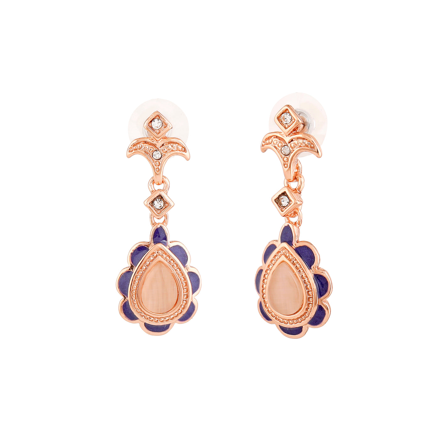 Estele Rose Gold Plated Beautiful Drop Earrings with Austrian Crystals for Women