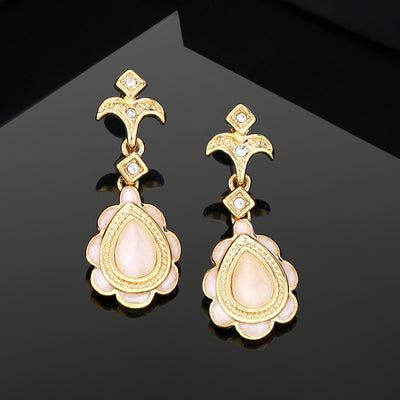 Estele Gold Plated Beautiful Drop Earrings with Austrian Crystals for Women