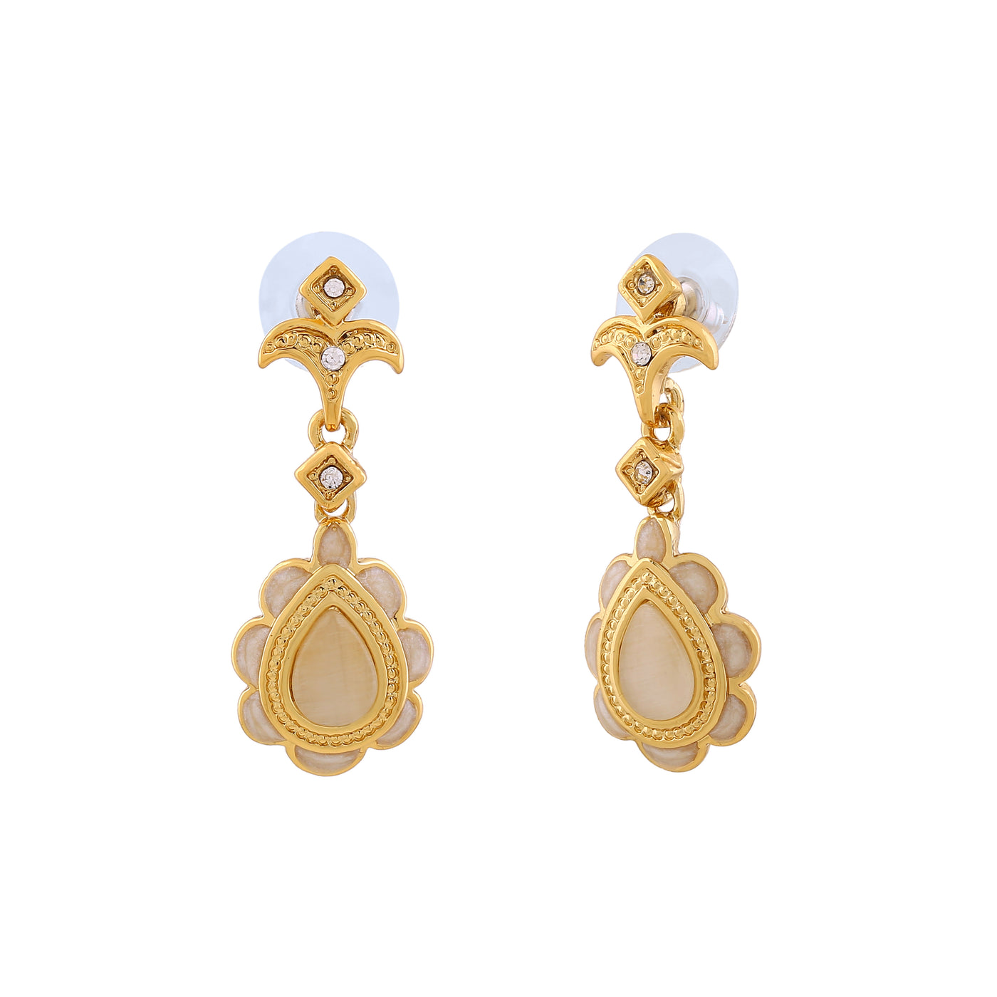 Estele Gold Plated Beautiful Drop Earrings with Austrian Crystals for Women