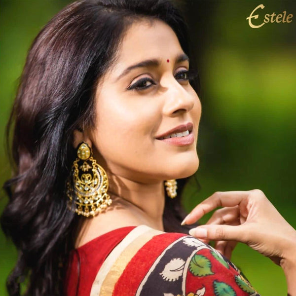 Polki Pearl Chandbali Earrings