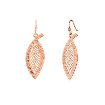 Estele Rose Gold Plated Leaf Designer Earrings for Women