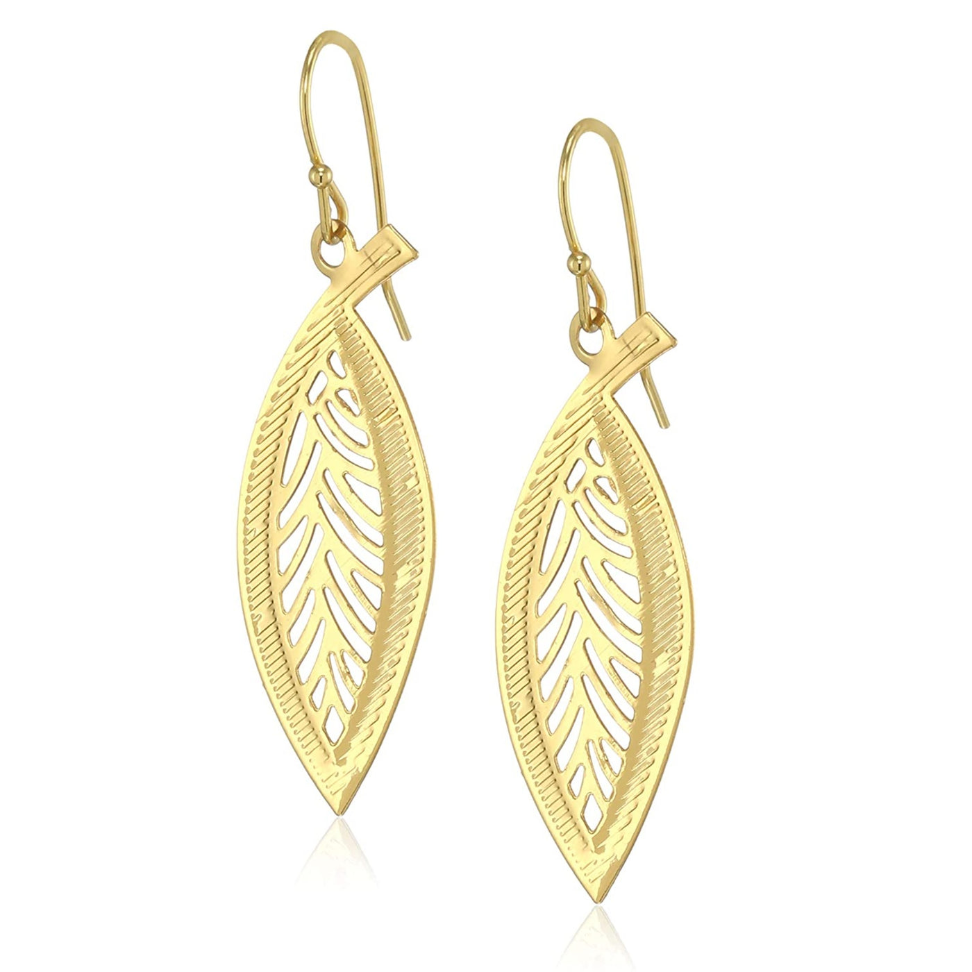 Estele Gold Plated Leaf Shaped Texture Earrings for Girls/Women